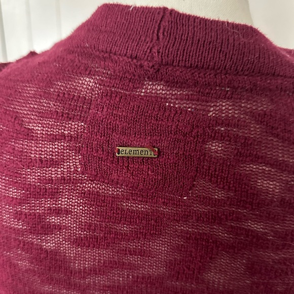Element Burgundy Red Purple Cardigan Sweater Open Boho Knit High Low Long Sleeve - Picture 7 of 10